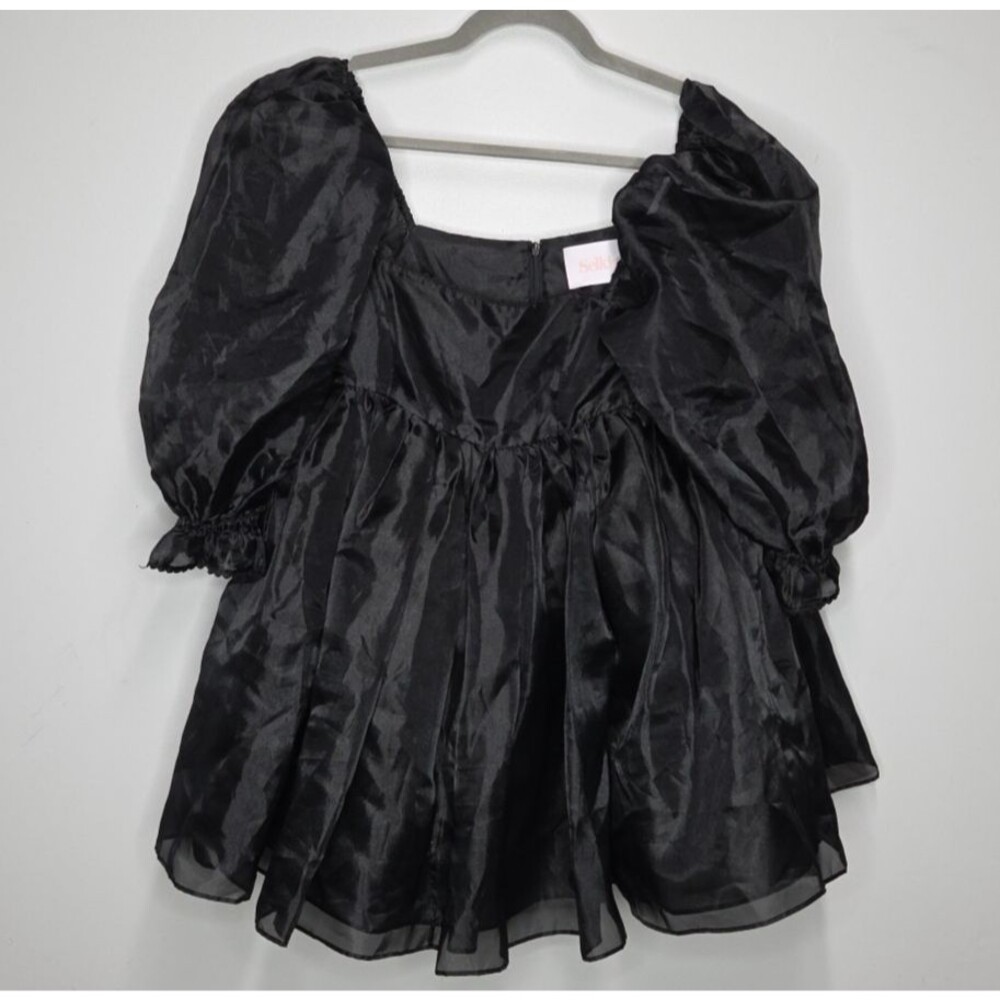 Selkie The Caviar Black Puff Dress Sz S Organza Babydoll Square Neck Fairycore - Picture 2 of 8